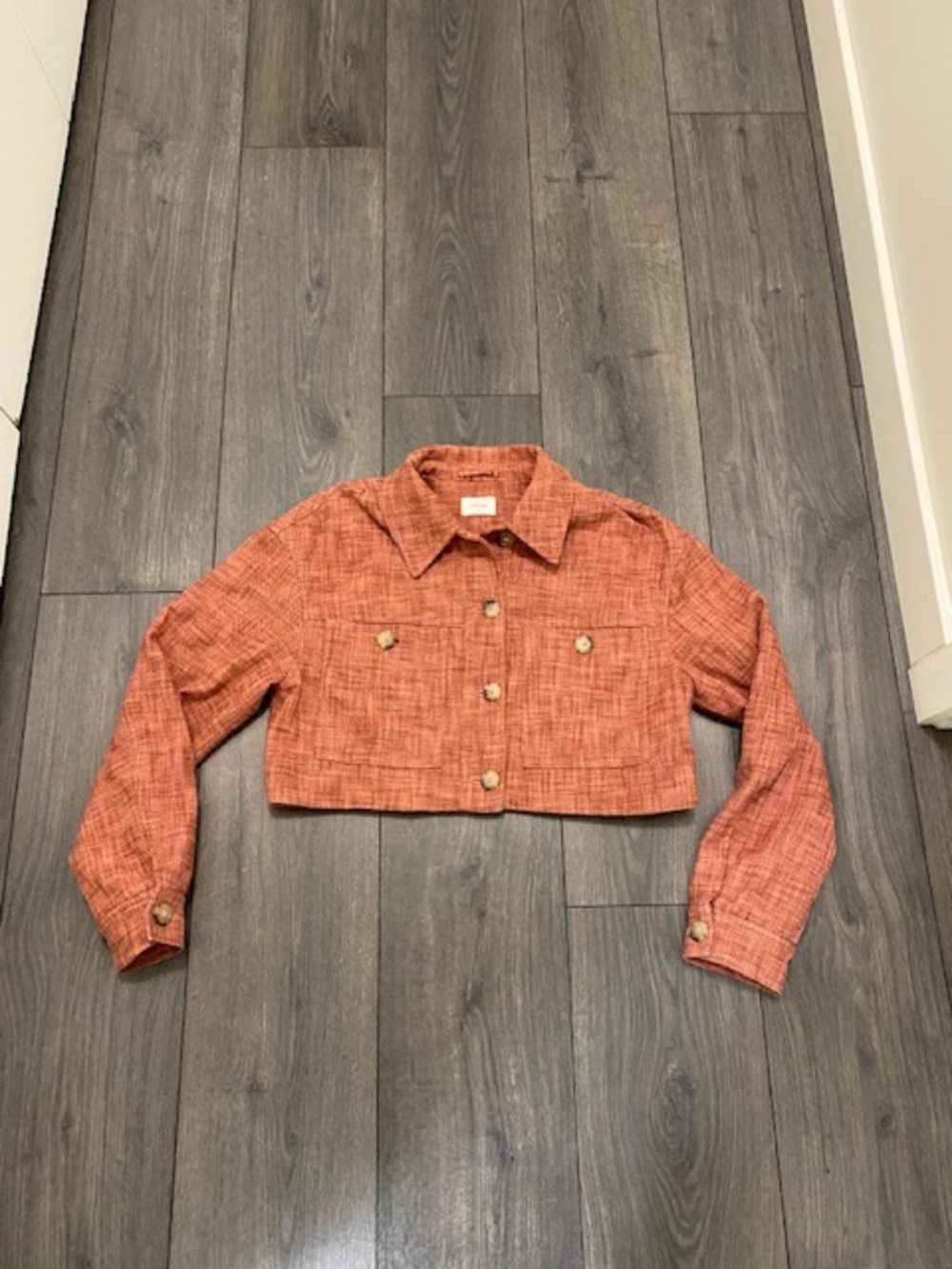 Wilfred Aritzia Little Cropped Pink Tweed Jacket Size S